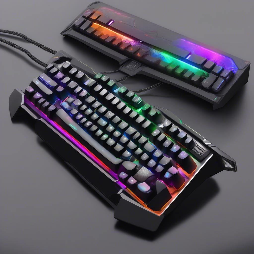 Bàn phím cơ gaming cao cấp với đèn LED RGB rực rỡ và thiết kế ergonomic.