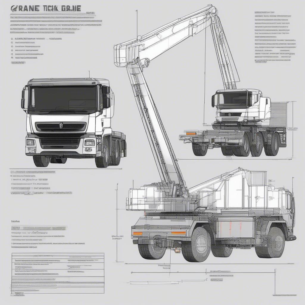 Bản vẽ AutoCAD xe tải cẩu tổng quan