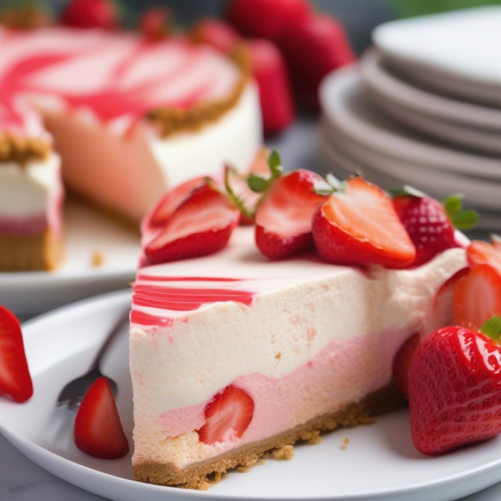 Bánh Cheesecake lạnh dâu tây thơm ngon