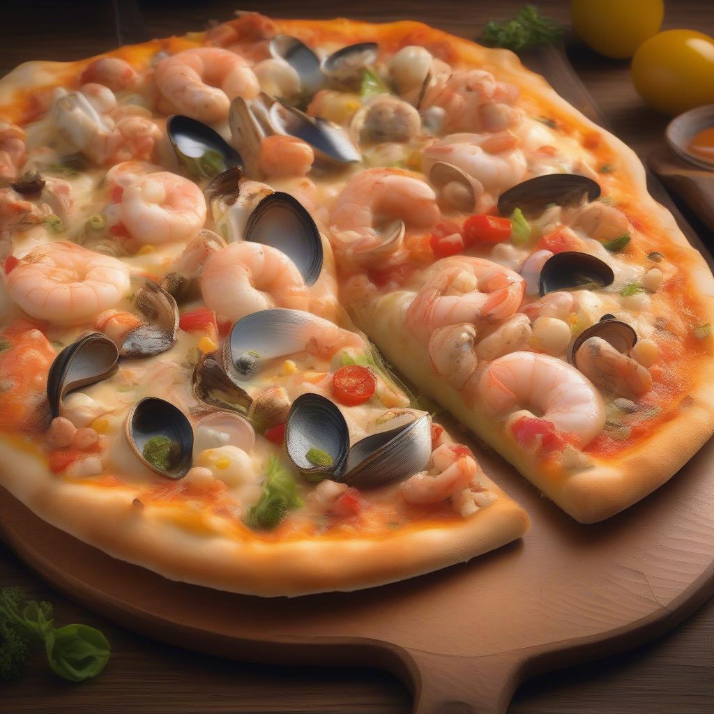 Bánh pizza hải sản phô mai thơm ngon hấp dẫn