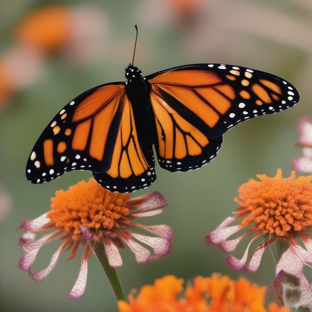 Bướm Monarch đậu trên bông hoa