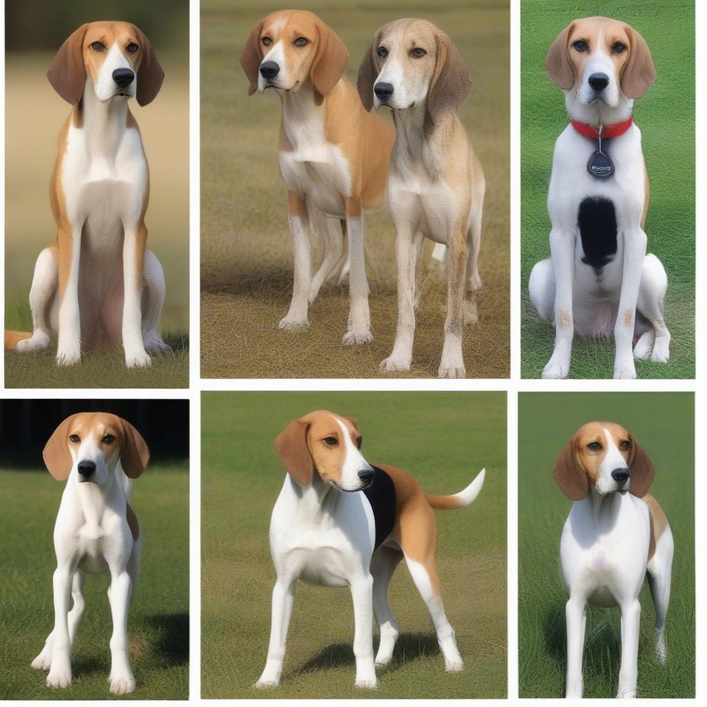 Các giống chó fox phổ biến: Hình ảnh minh họa các giống chó fox phổ biến như American Foxhound, English Foxhound và Welsh Foxhound.