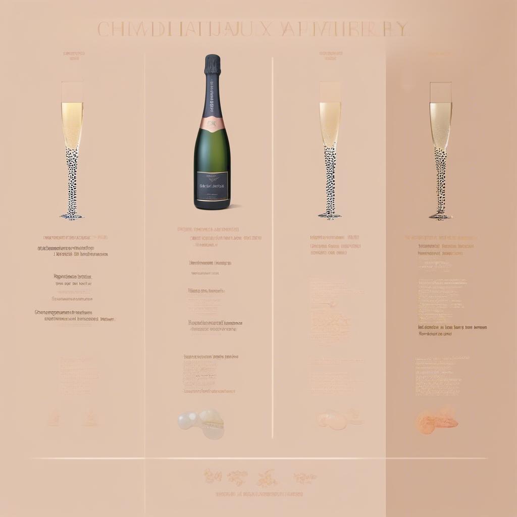 Các loại champagne cơ bản: Brut Nature, Extra Brut, Brut, Extra Dry, Sec, Demi-Sec, Doux