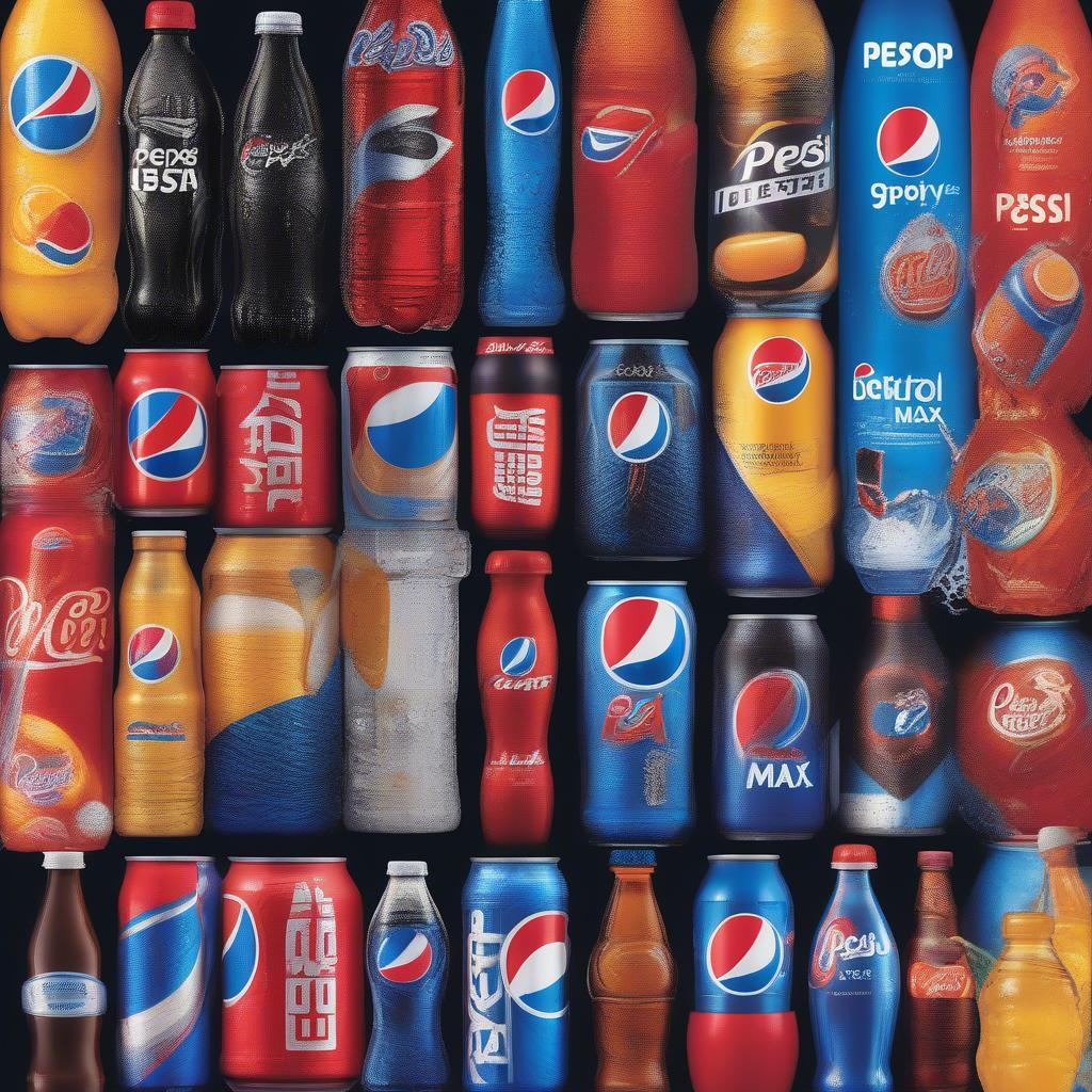 Các loại nước ngọt Pepsi đa dạng hương vị.