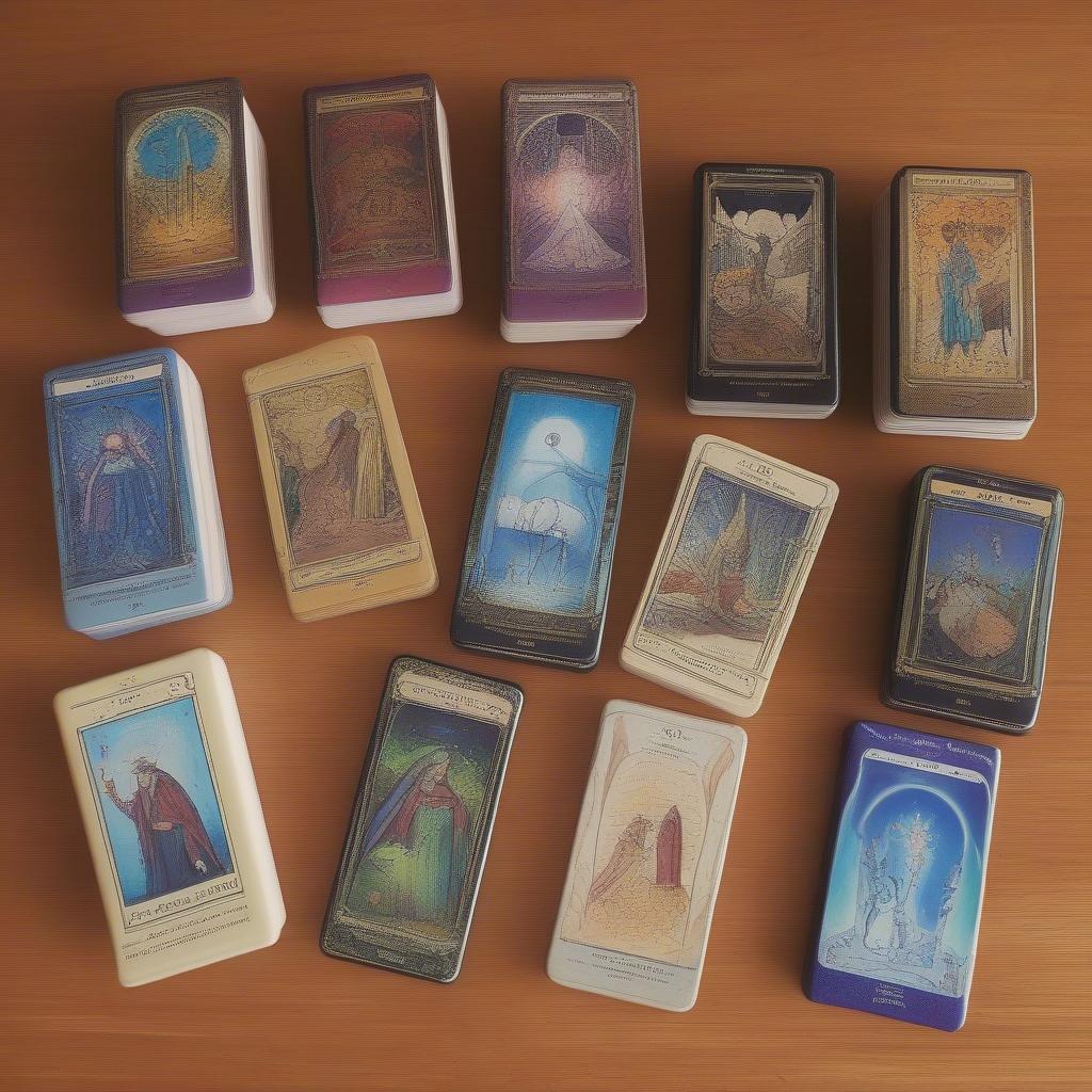 Các phiên bản bài tarot mini: Hình ảnh minh họa các bộ bài tarot kích thước nhỏ, tiện lợi mang theo.