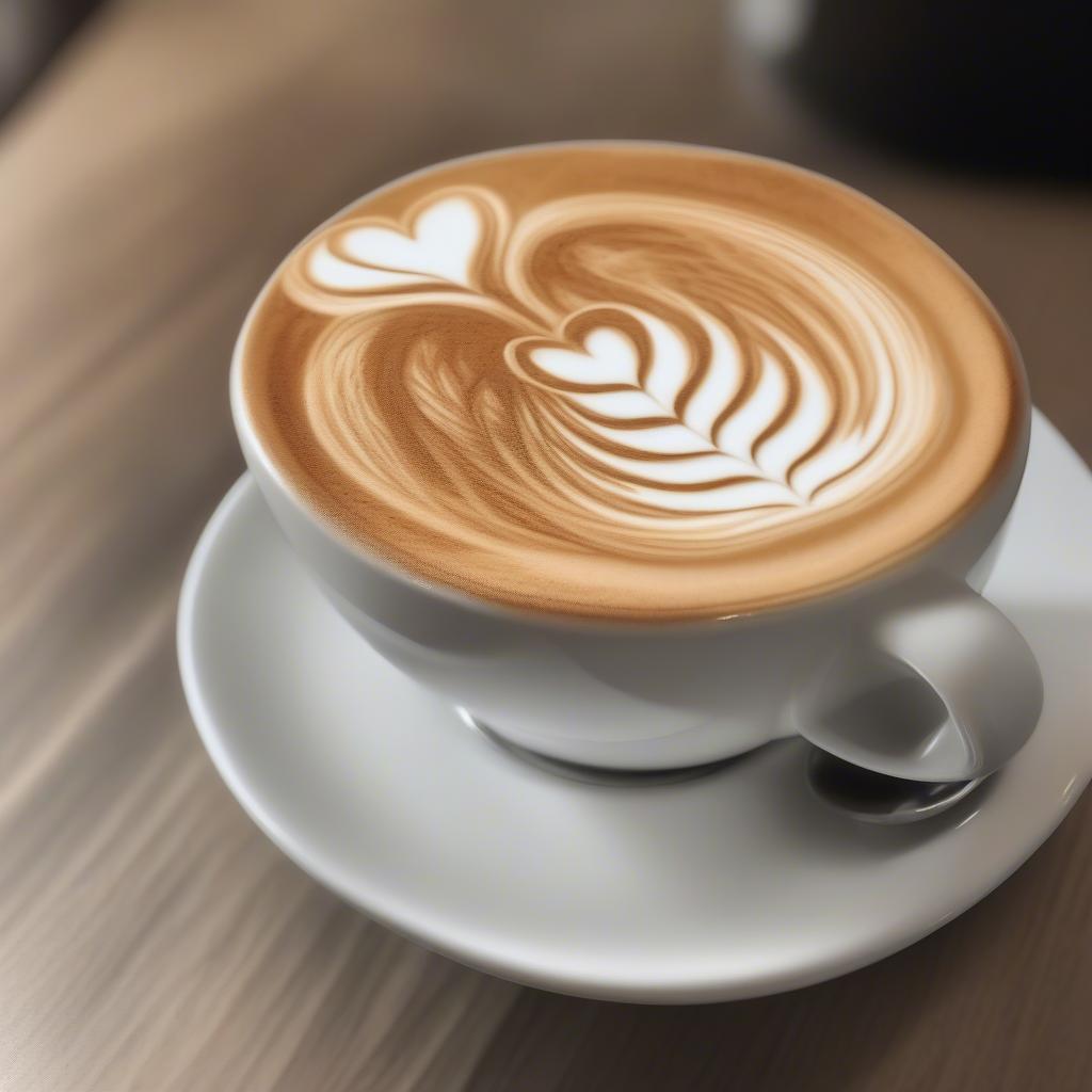 Cappuccino nghệ thuật với hình vẽ trên lớp bọt sữa