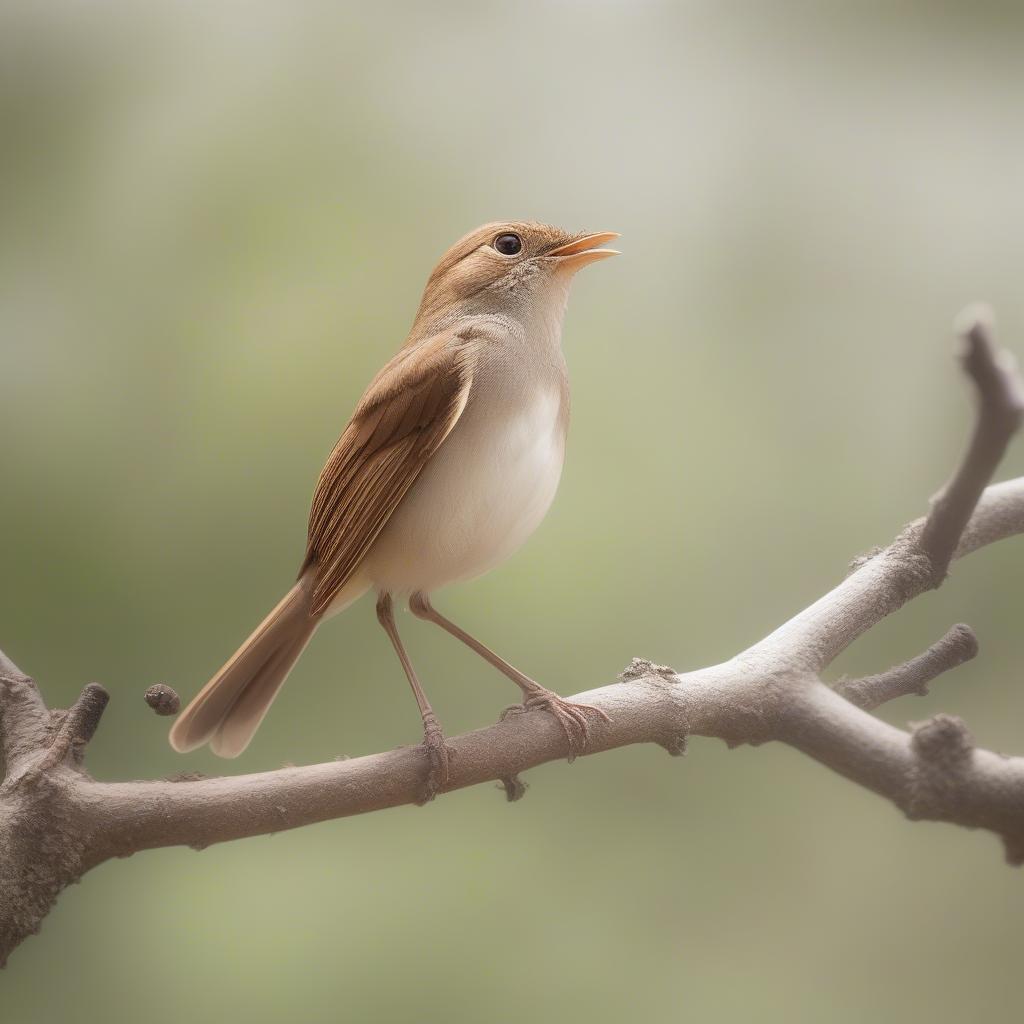 Chim họa mi đang hót trên cành cây