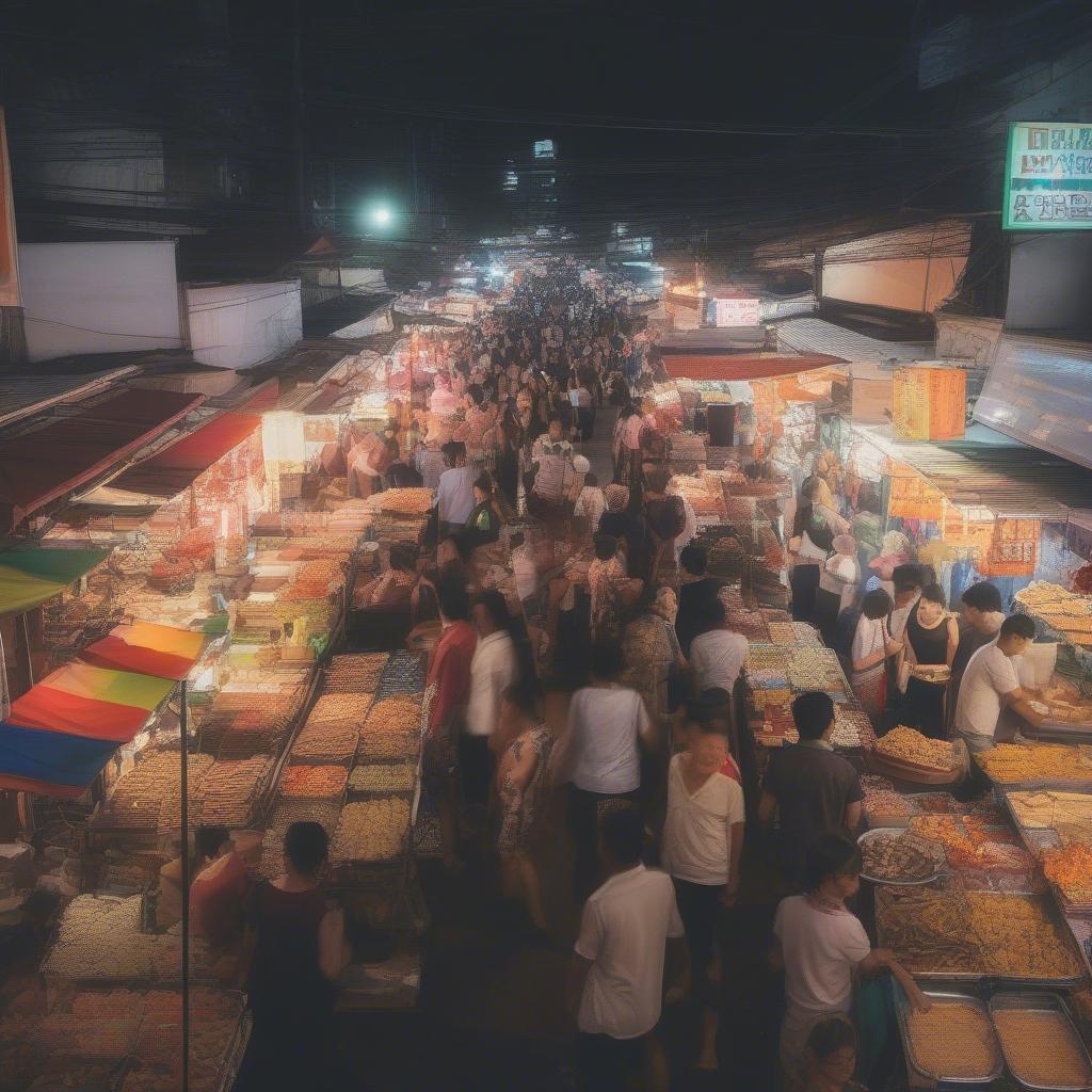 Chợ đêm bán bánh kẹo Thái Lan