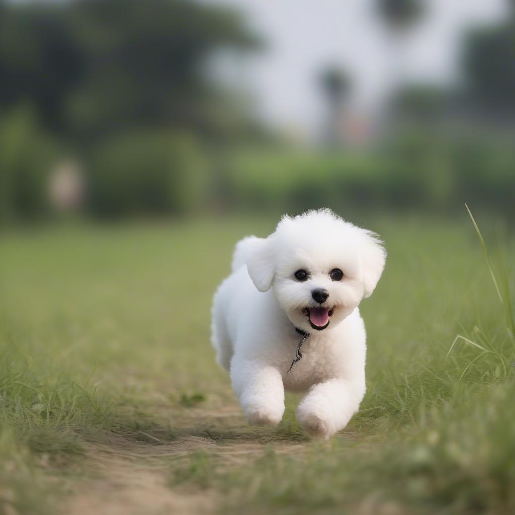 Chó xù Bichon Frise chơi đùa