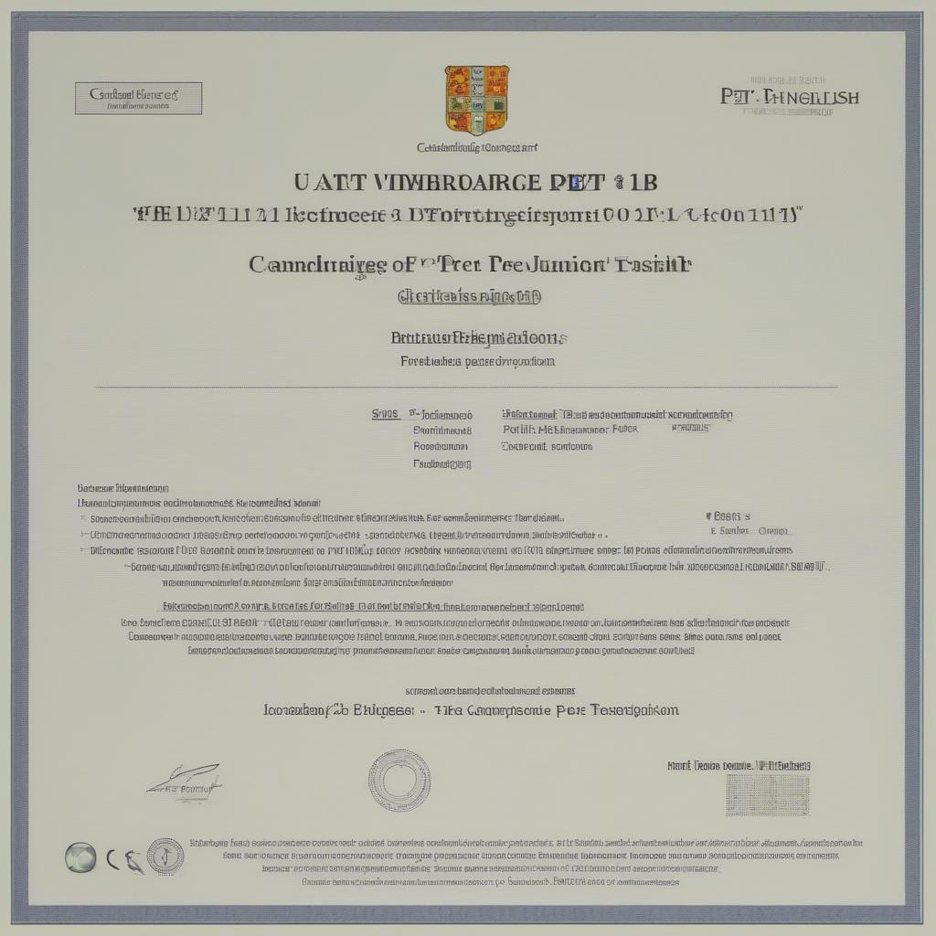 Chứng chỉ Cambridge B1 Preliminary (PET)