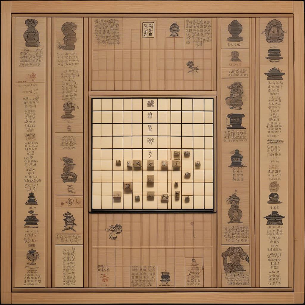 Bàn cờ Shogi với các quân cờ đặc trưng