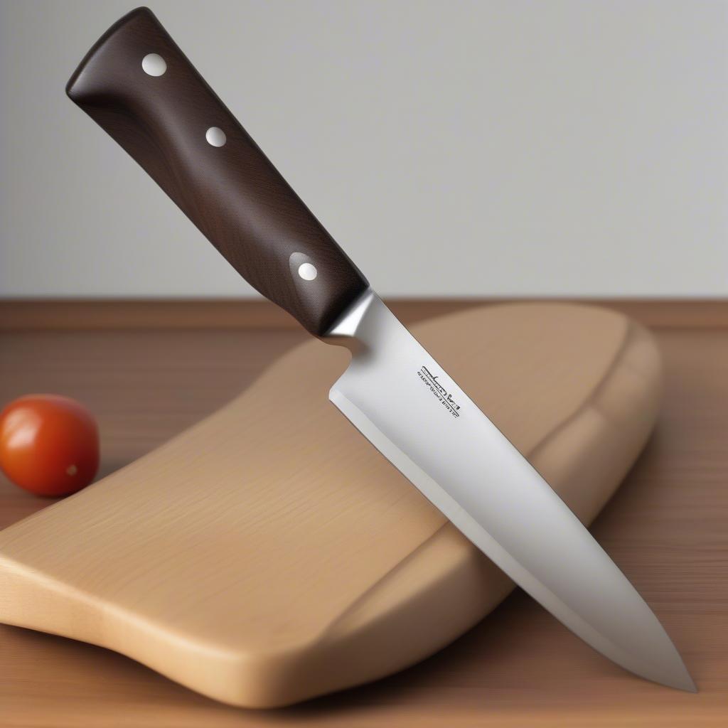 Dao Đầu Bếp Chef's Knife - Hình ảnh minh họa về một con dao đầu bếp, thể hiện kích thước, hình dáng và các bộ phận của dao.