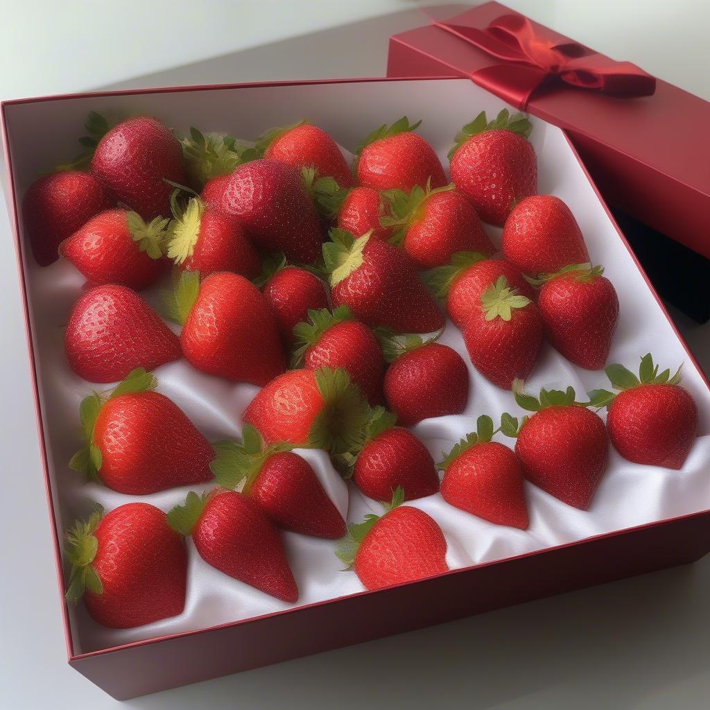 Japanese strawberries in a gift box.