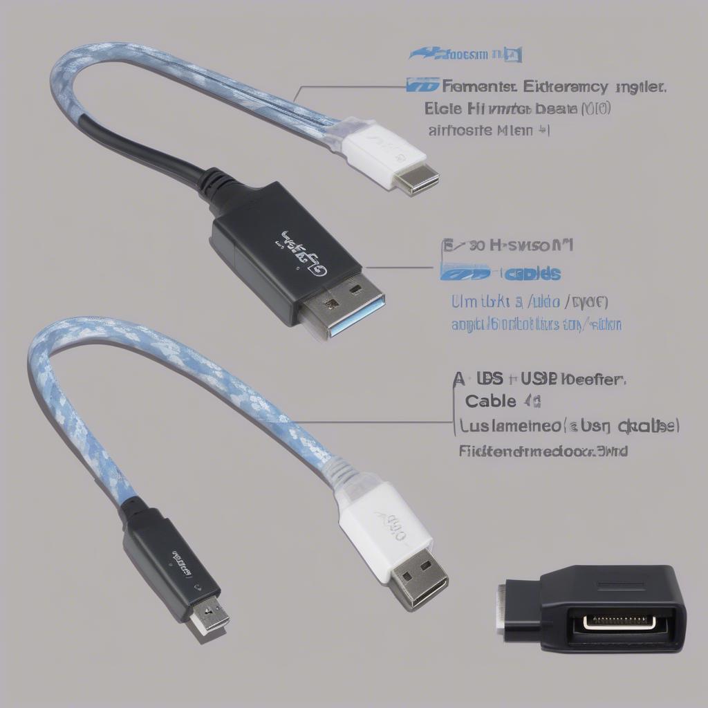 Các loại dây cáp USB Type-A khác nhau