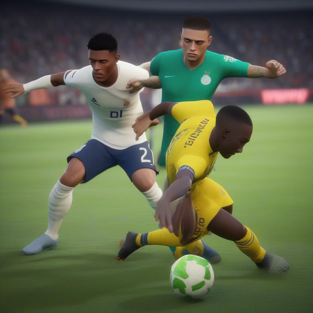 Hậu vệ tranh chấp bóng quyết liệt trong FIFA 4 2019