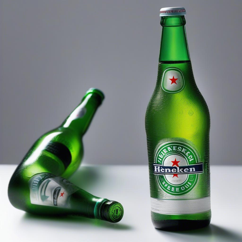 Chai Heineken 0.0 màu xanh lá cây với dòng chữ 0.0 nổi bật