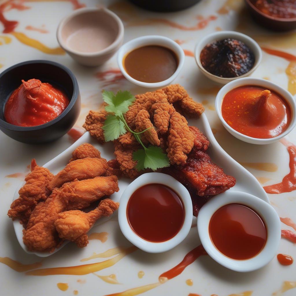 Sốt cay cho gà rán: Tương ớt, Tiêu đen, Gochujang