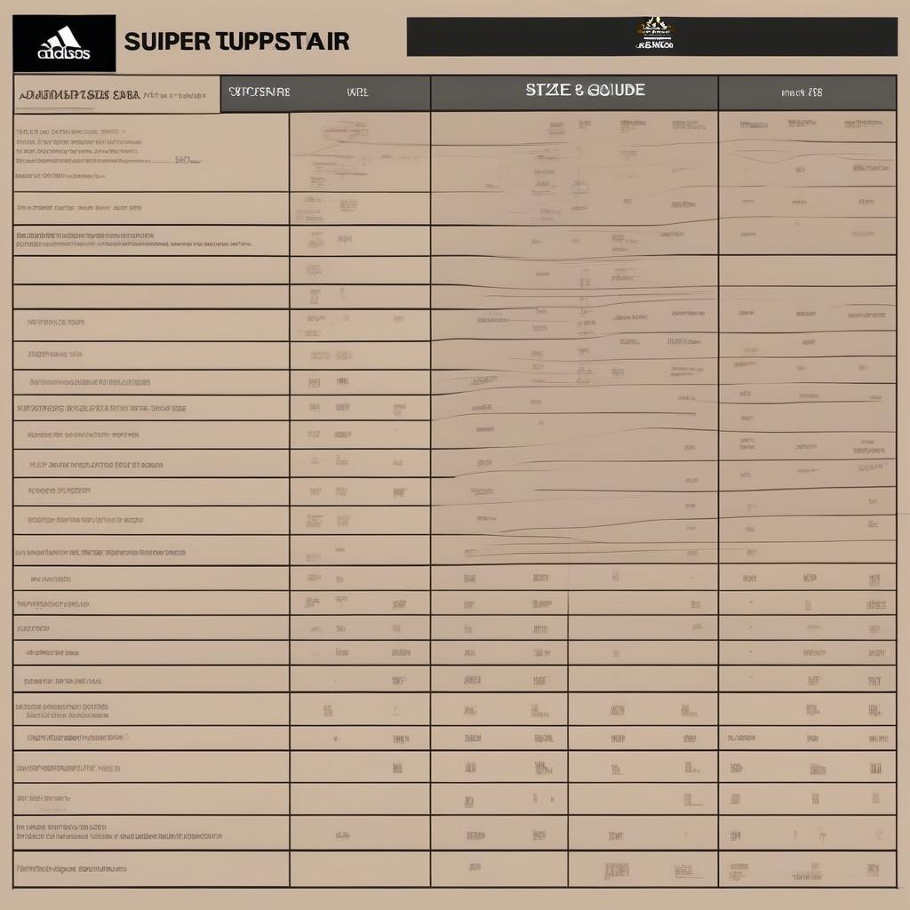 Bảng Size Giày Adidas Superstar