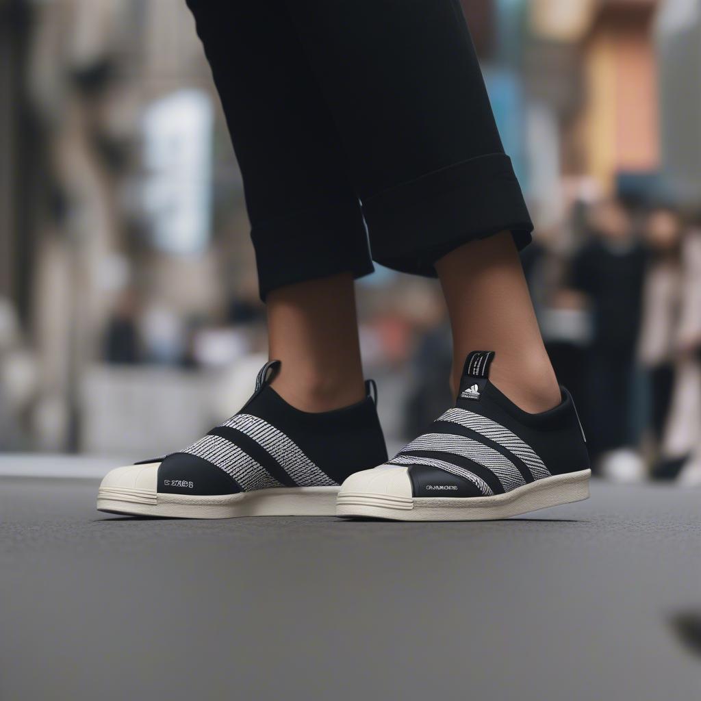 Adidas Superstar Slip-On Đen Trắng