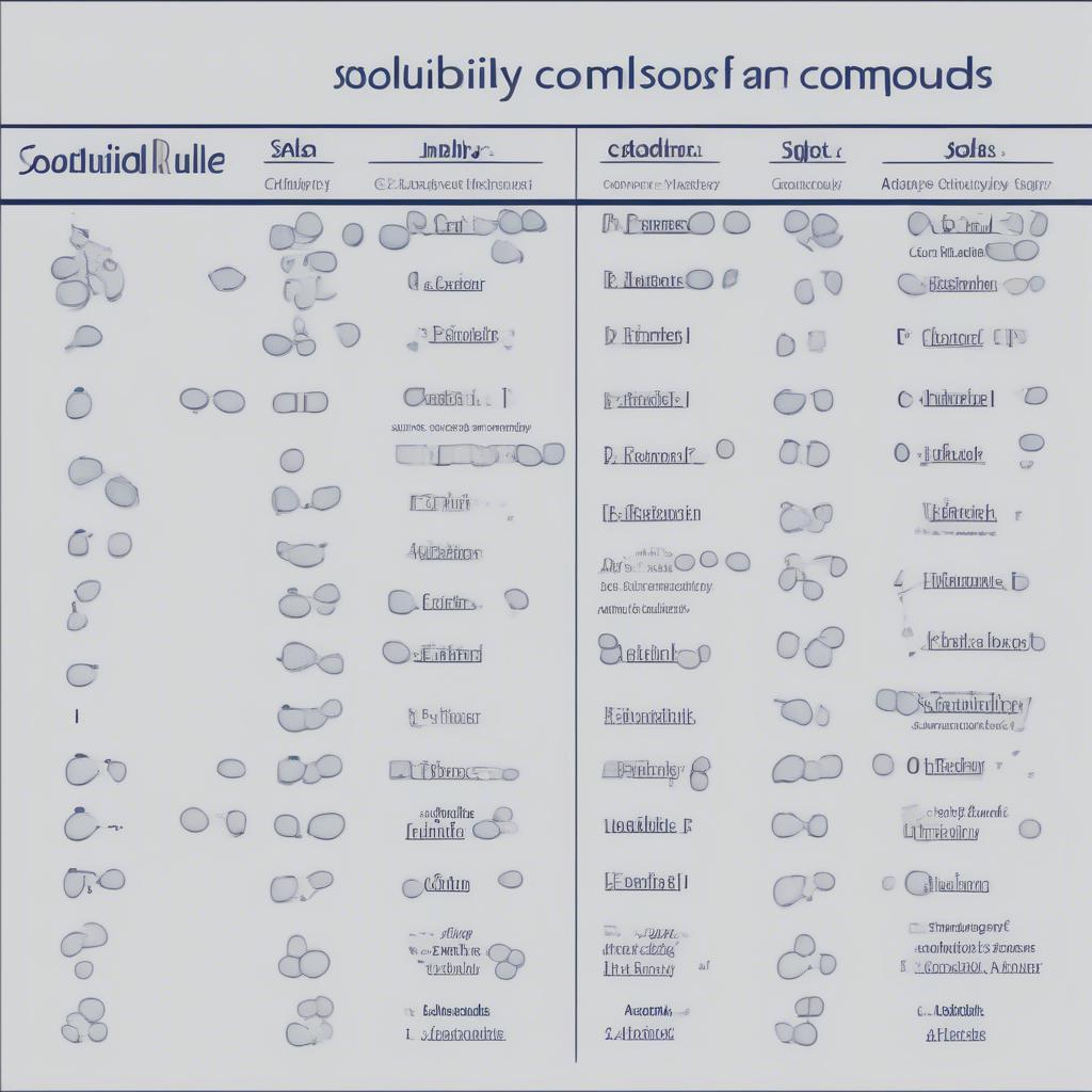 Bảng phân loại mức độ tan các chất thông dụng trong hóa học