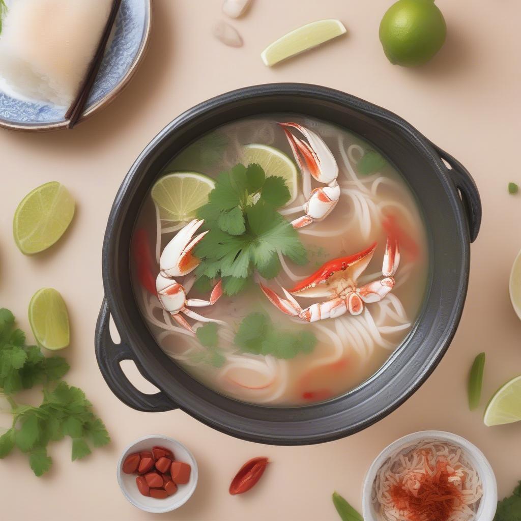 Tô bánh canh ghẹ nóng hổi, thơm ngon