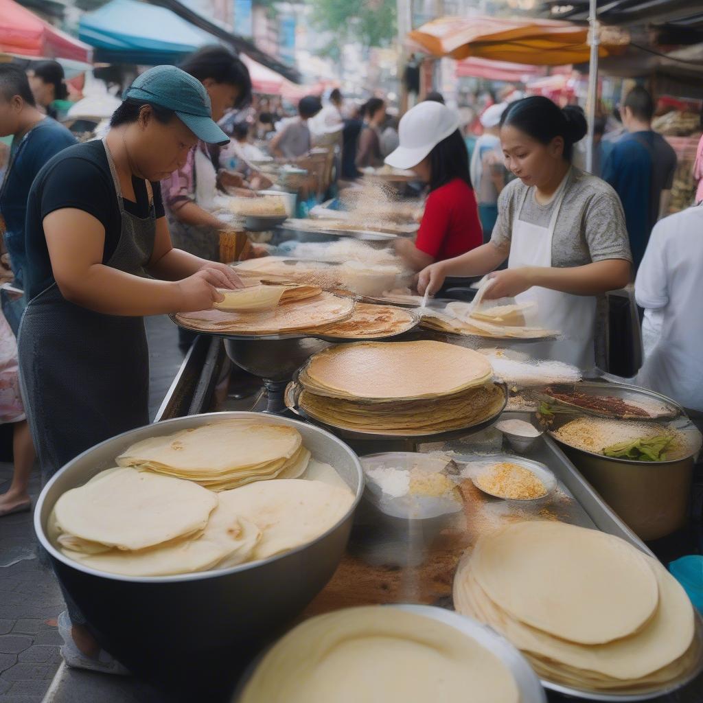 Bánh crepe Thái Lan được bán trên đường phố