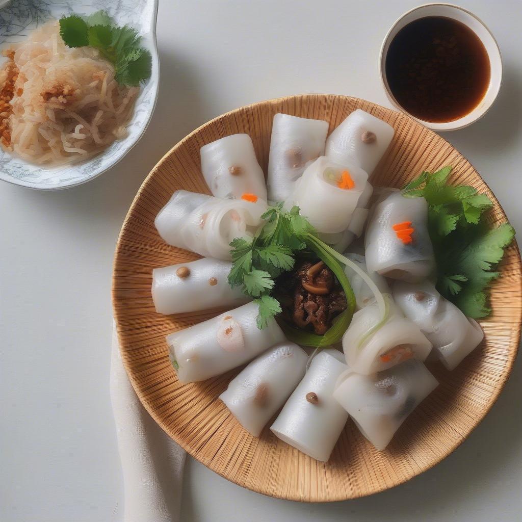 Bánh cuốn hấp thịt nấm