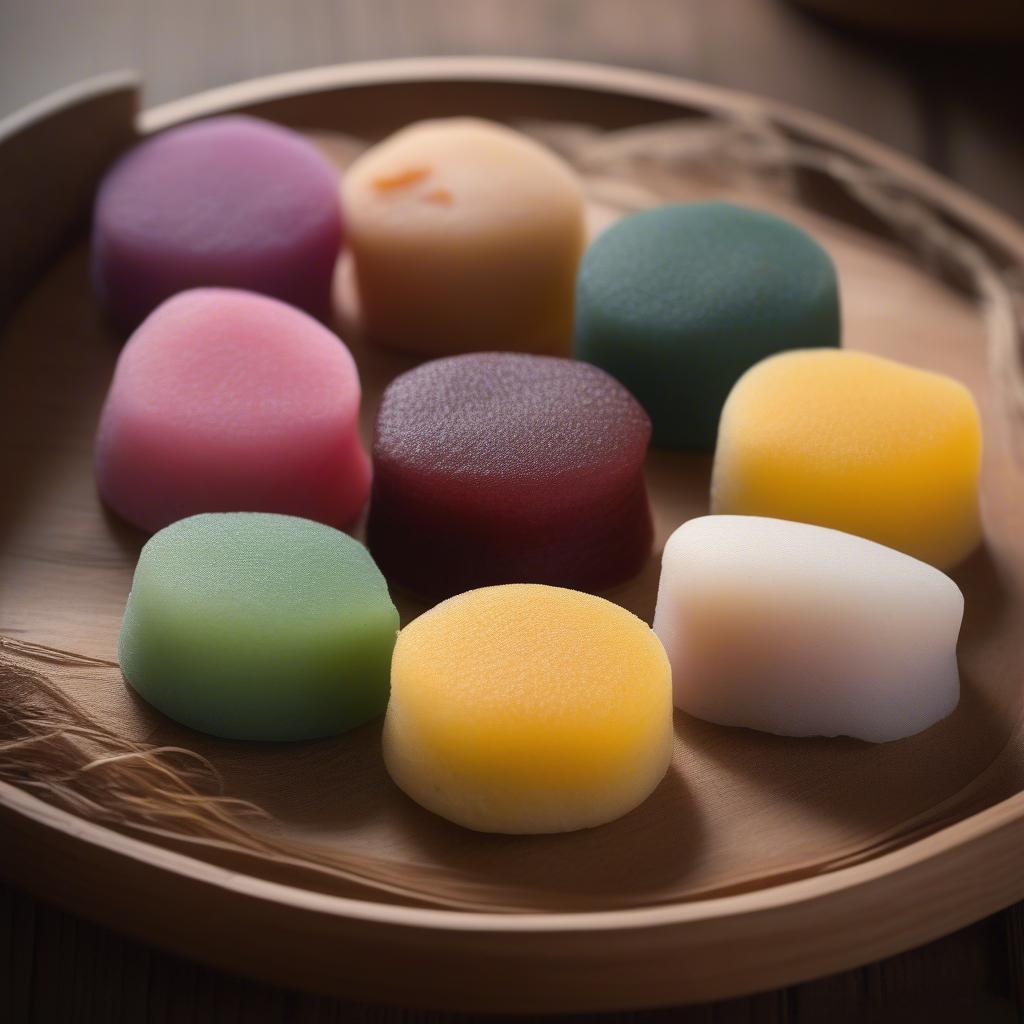 Bánh gạo mochi Nhật Bản với nhiều màu sắc và hương vị khác nhau