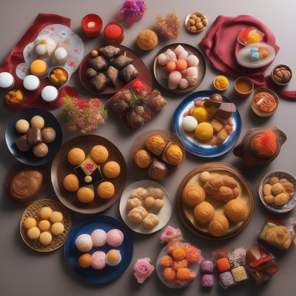 Traditional and modern Tet cakes and candies