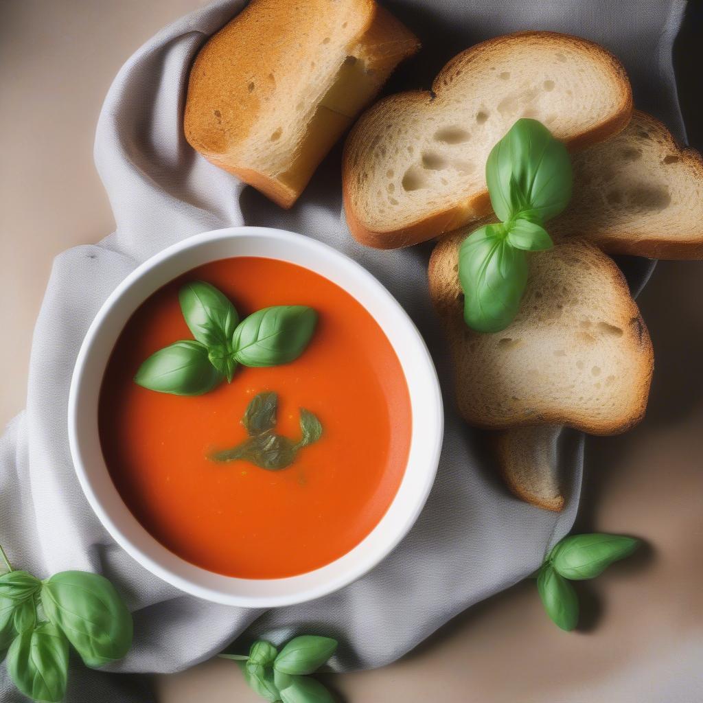 Bánh mì ăn kèm soup thơm ngon