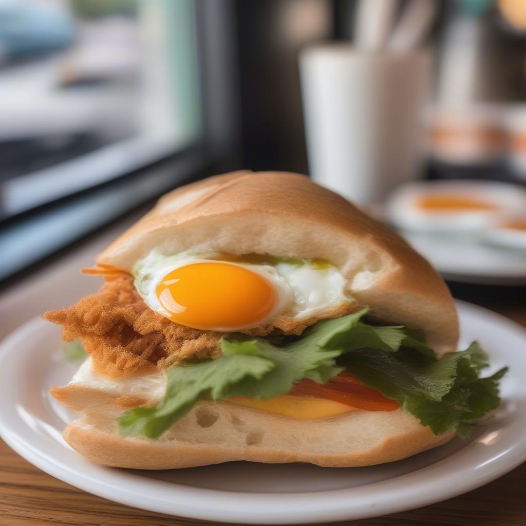 Bánh mì ốp la tại Highland Coffee