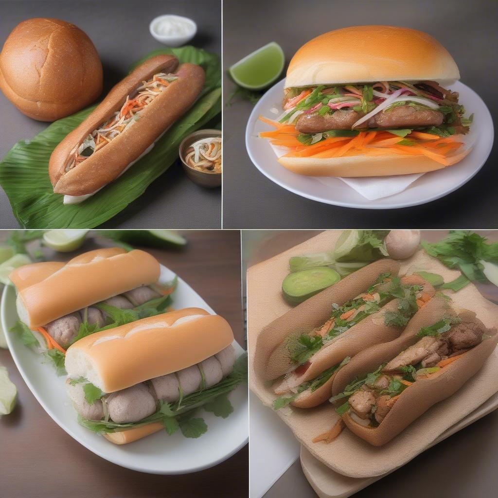 Bánh mì thịt nướng và xíu mại