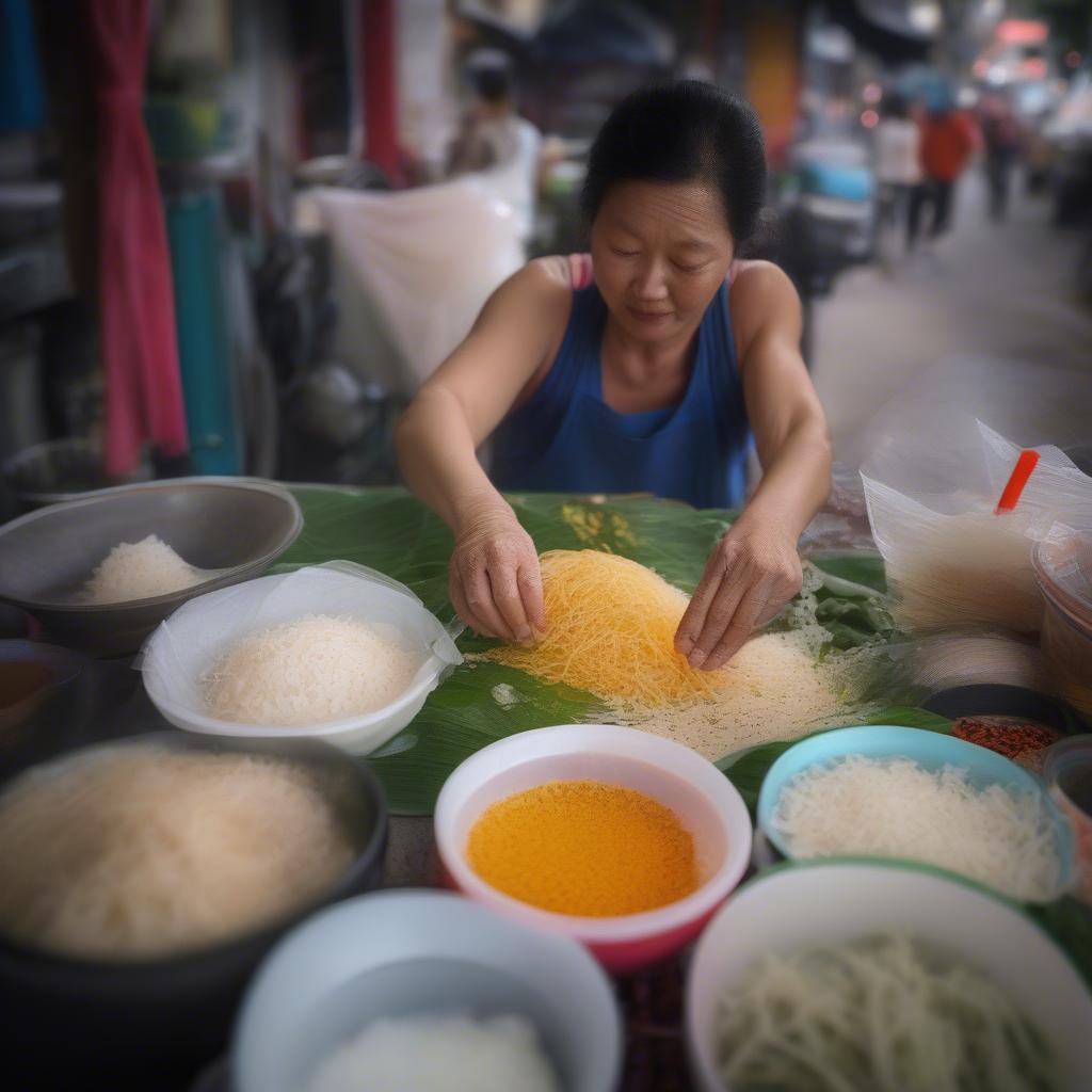 Nguyên liệu làm bánh tráng trộn