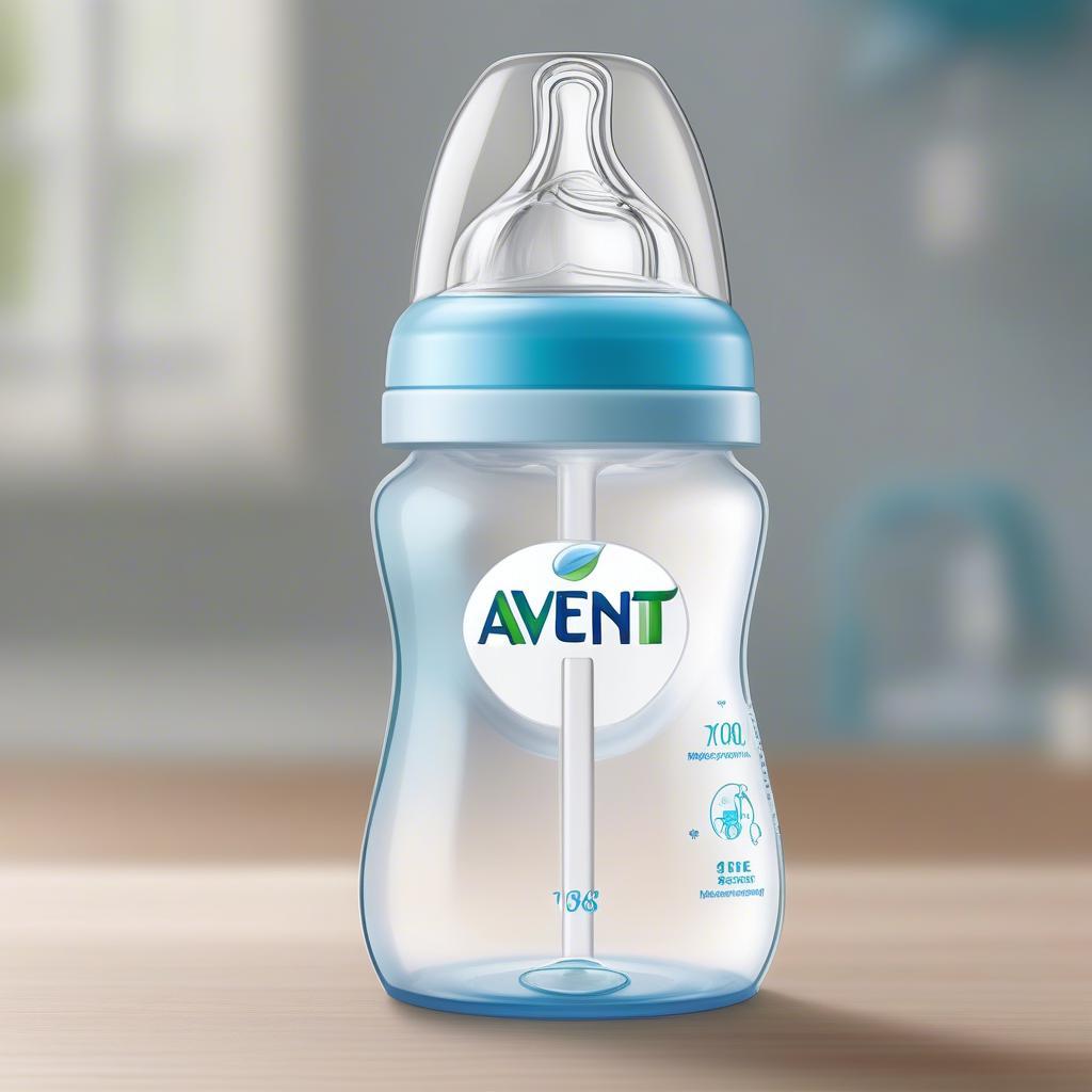 Bình sữa Avent Anti-colic màu xanh với van chống đầy hơi được làm nổi bật