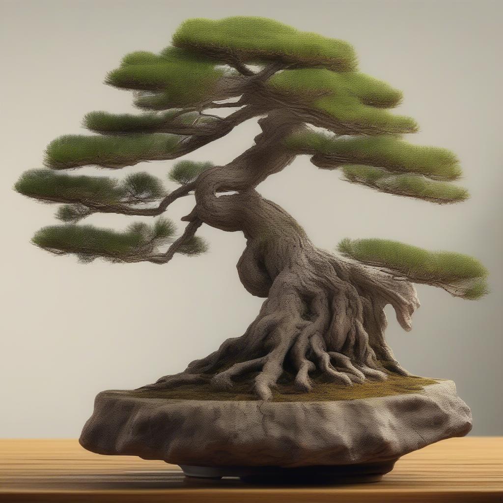 Bonsai sam núi trên nền đá