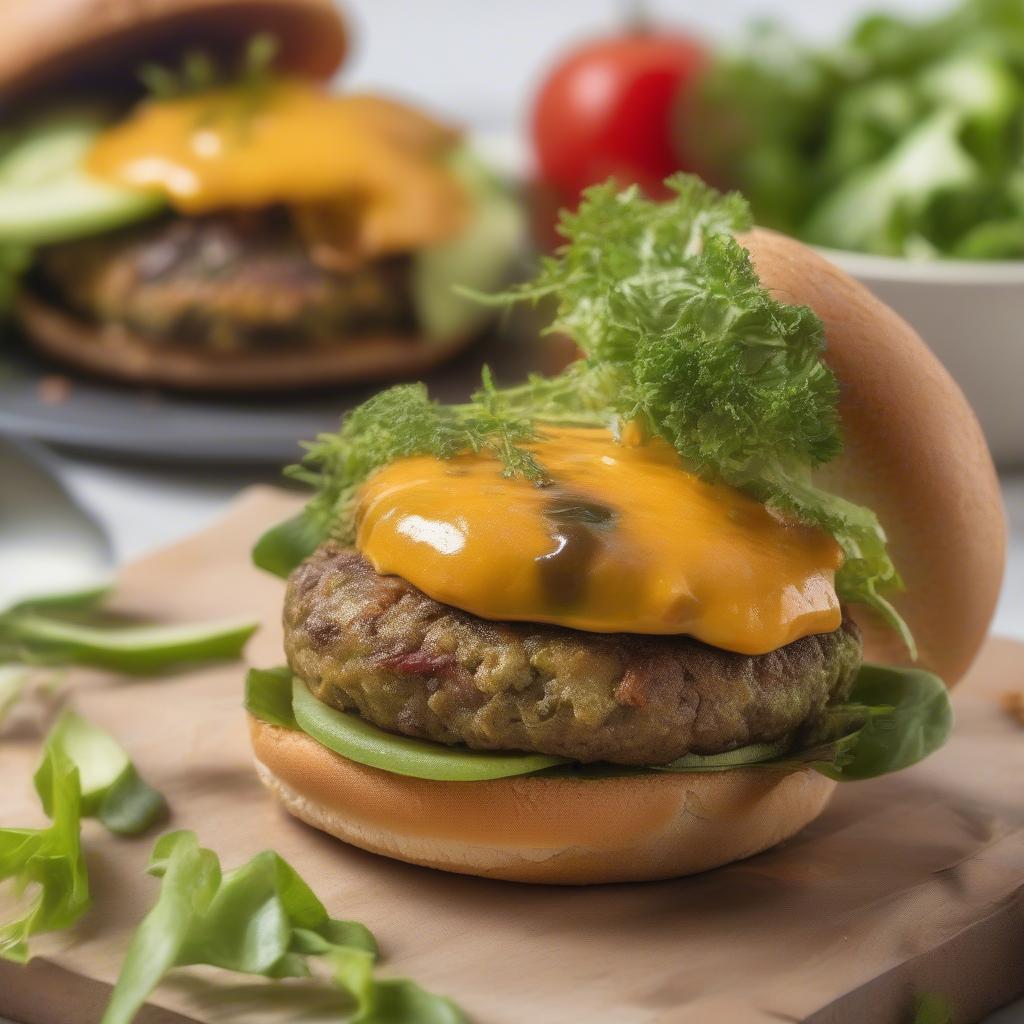 Burger chay sáng tạo với patty làm từ rau củ