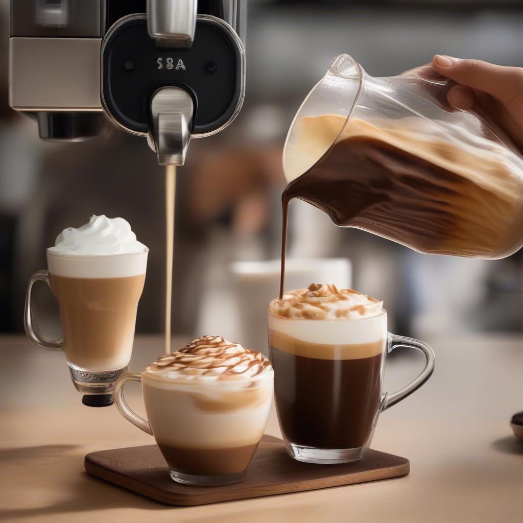 Cà phê pha máy tại Starbucks: Latte, Mocha, Caramel Macchiato