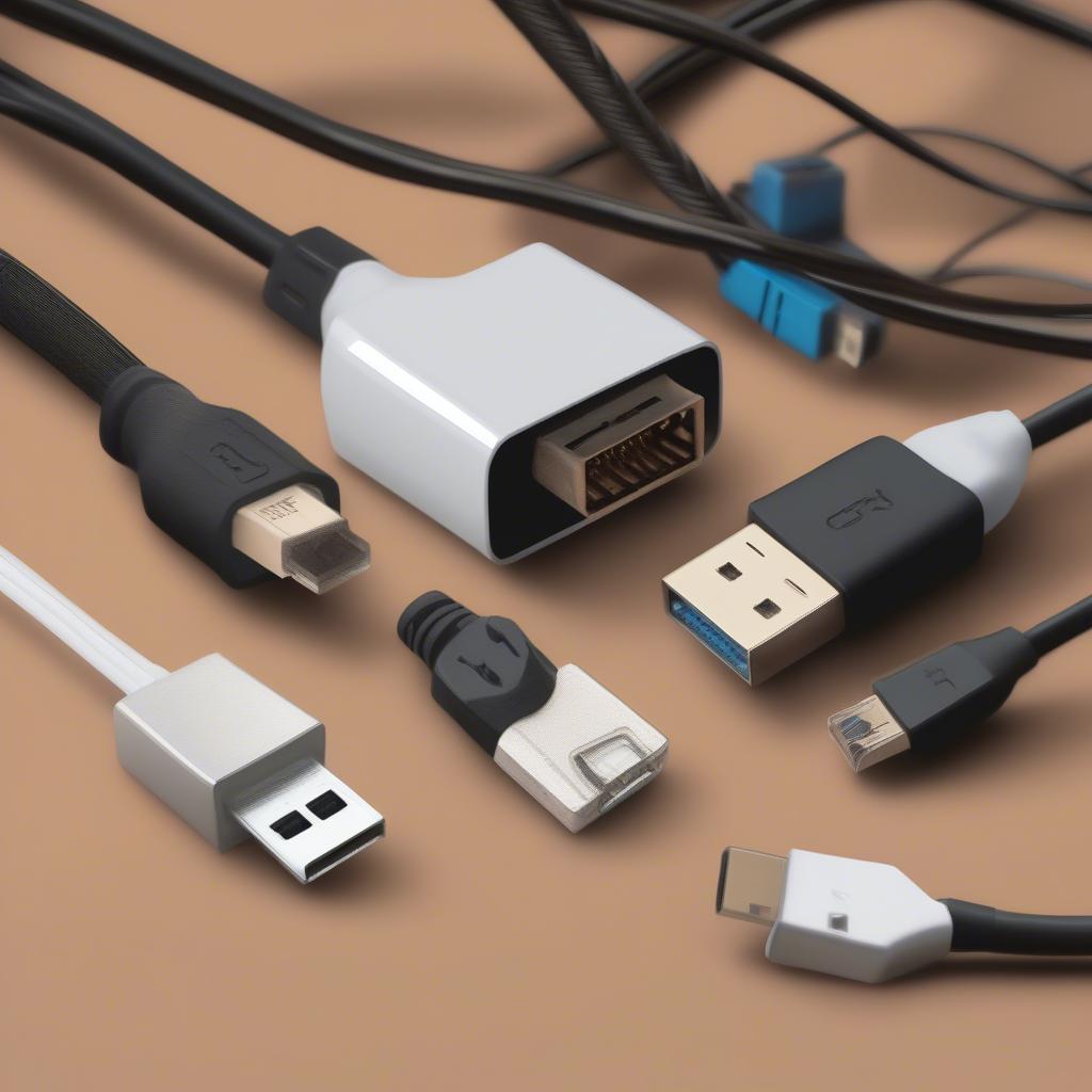 Cáp kết nối USB, HDMI, và mạng