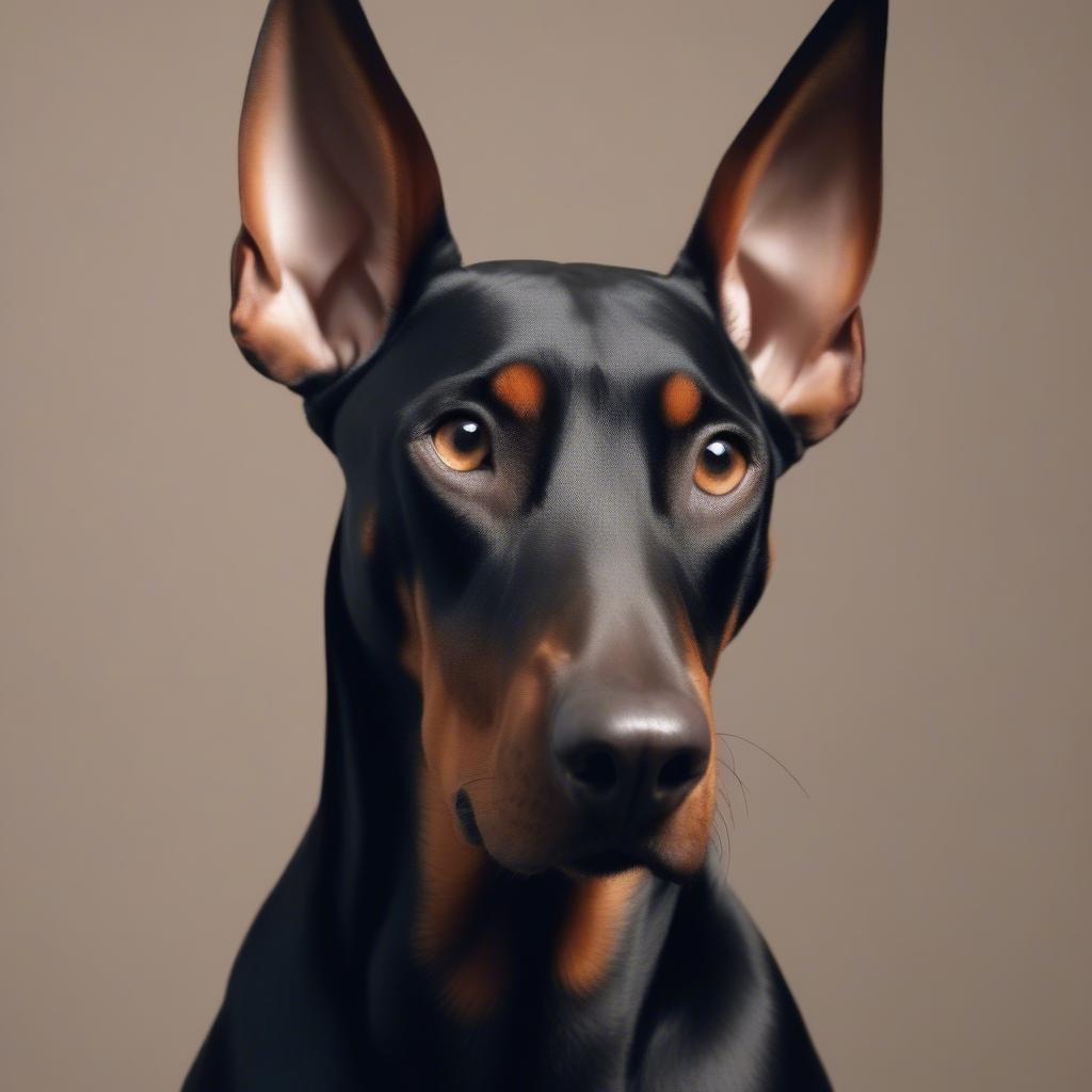 Chó Doberman Pinscher cảnh giác và tập trung.