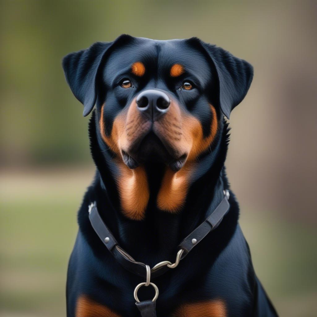 Chó Rottweiler thể hiện sự mạnh mẽ và bản năng bảo vệ.