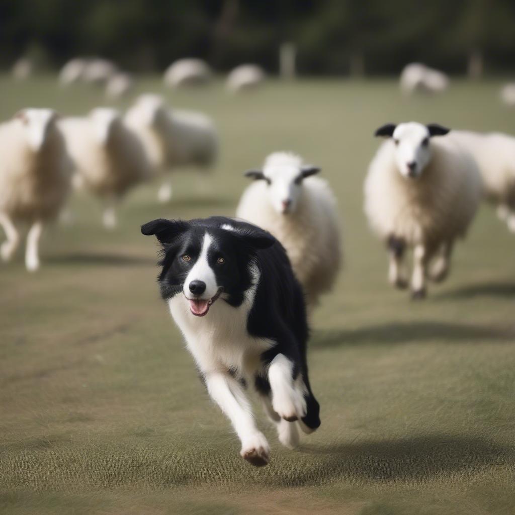 Chó Border Collie thể hiện trí thông minh vượt trội khi chăn cừu.