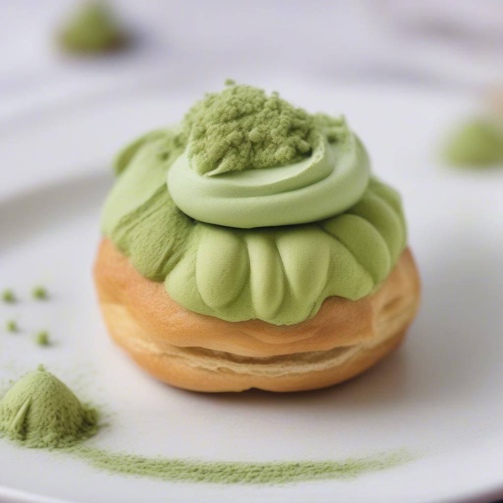 Choux kem nhân trà xanh Matcha thơm mát, hấp dẫn