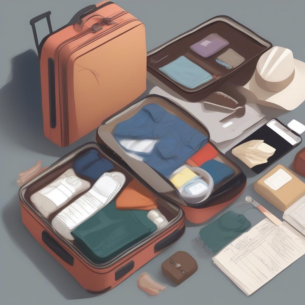 Preparing luggage for flight