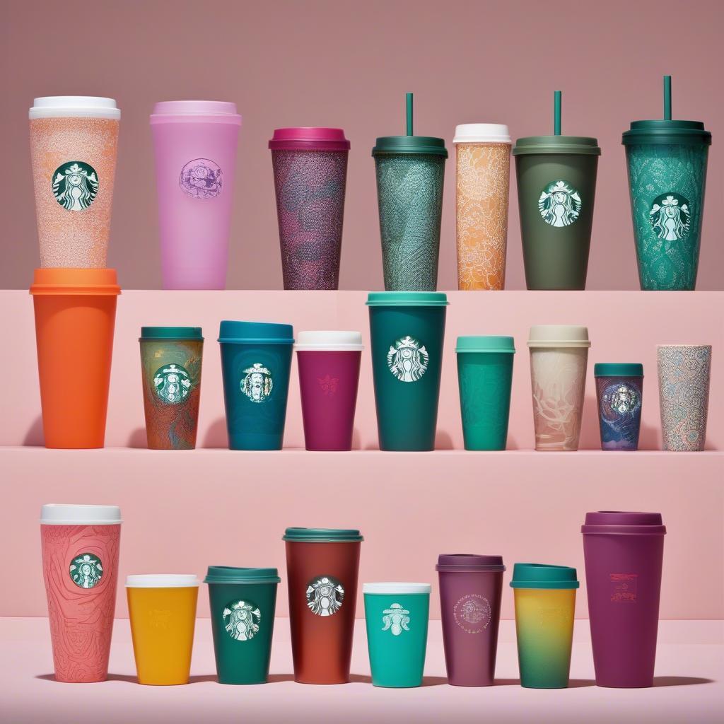 Cốc tái sử dụng Starbucks màu sắc đa dạng