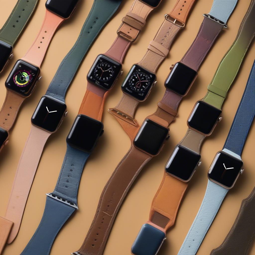 Dây đeo Apple Watch chất liệu da và silicone