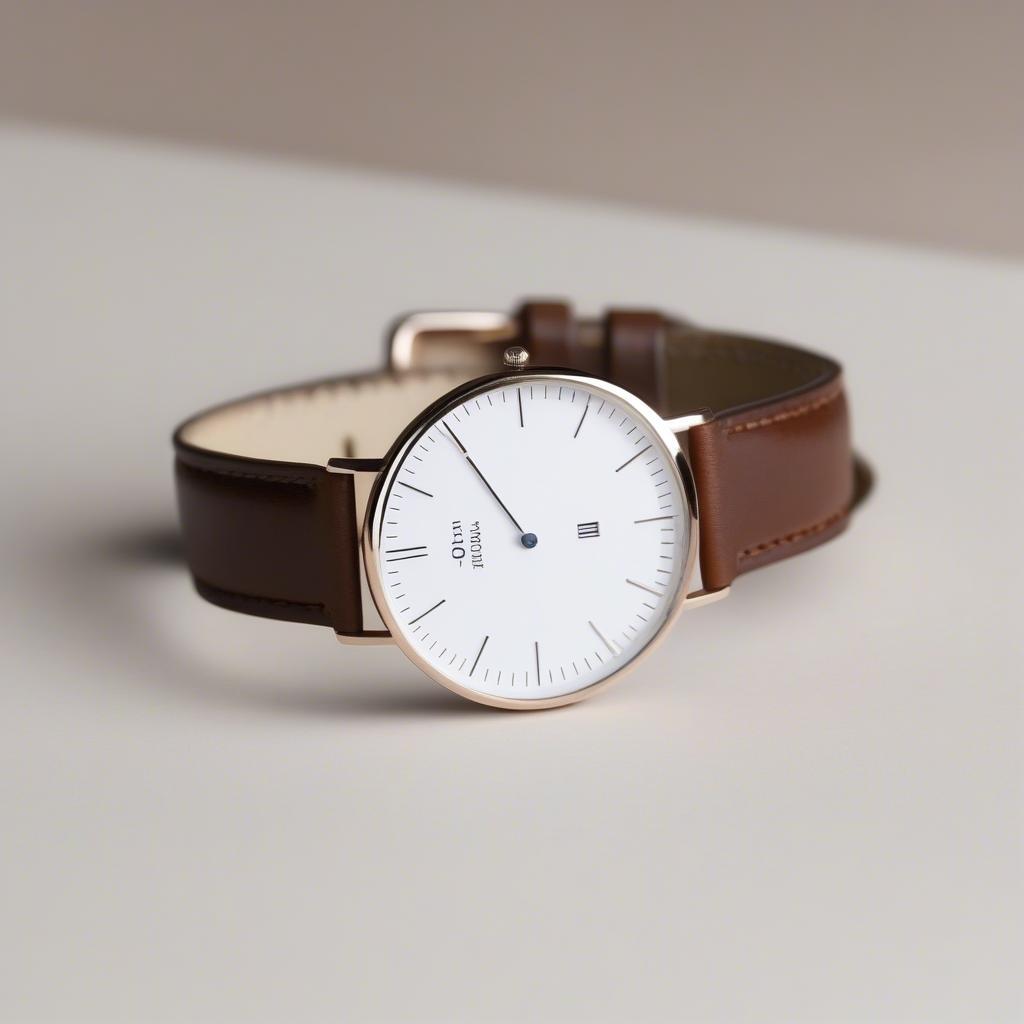 Đồng hồ Daniel Wellington Classic với mặt số trắng và dây da nâu