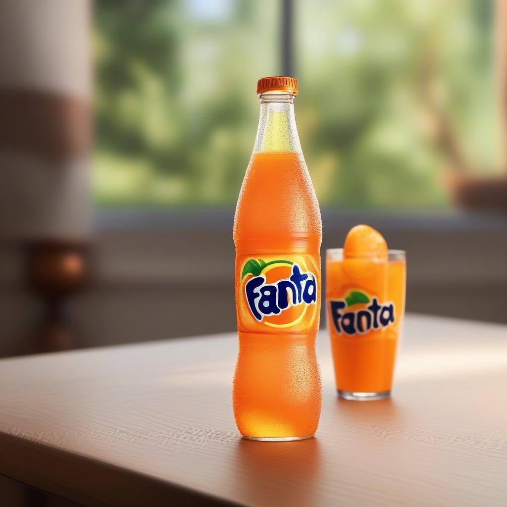 Fanta Cam chai thủy tinh cổ điển