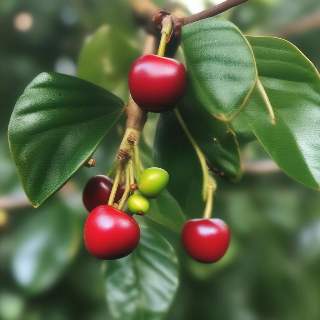 Hạt cà phê Robusta trên cây