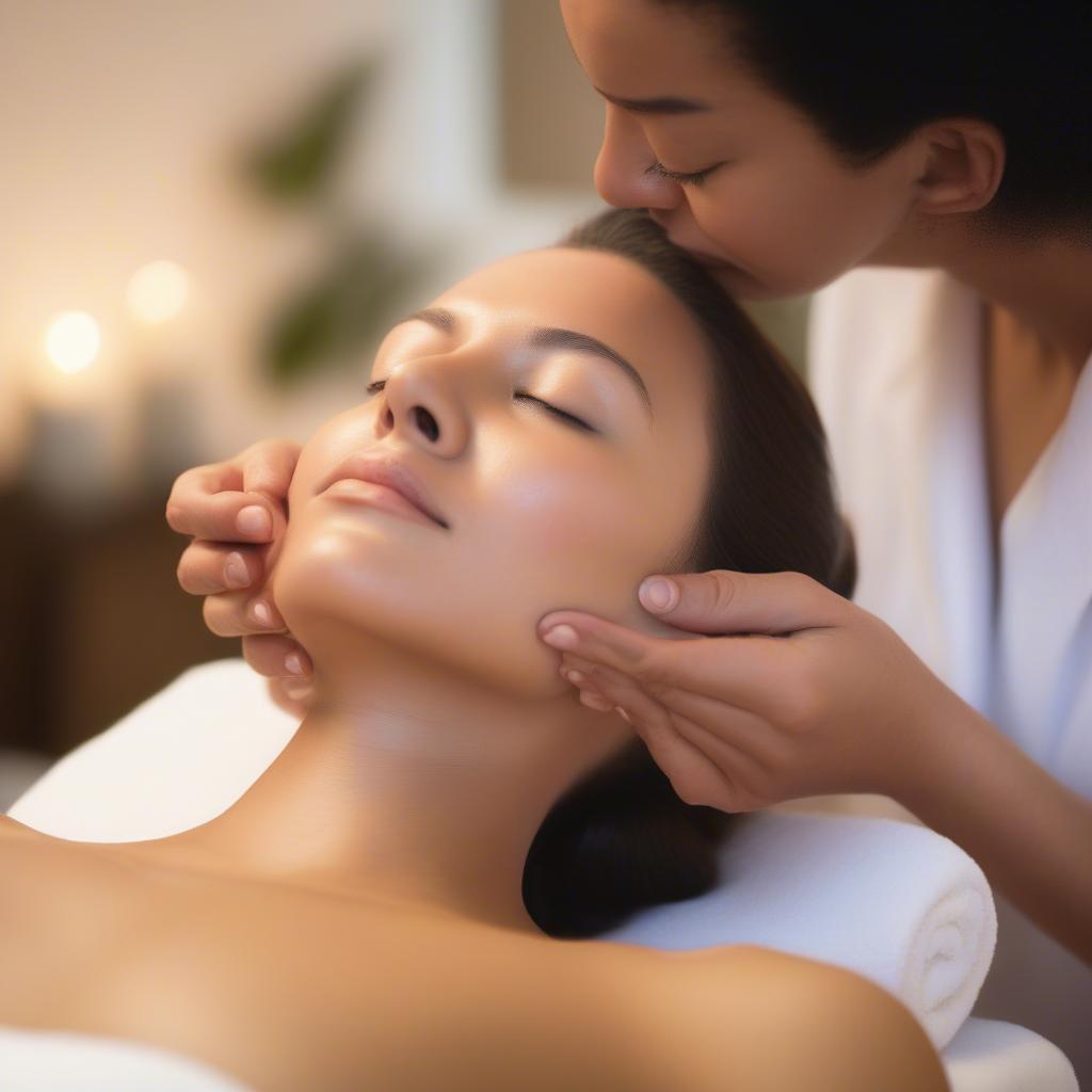 Massage da mặt thư giãn tại spa