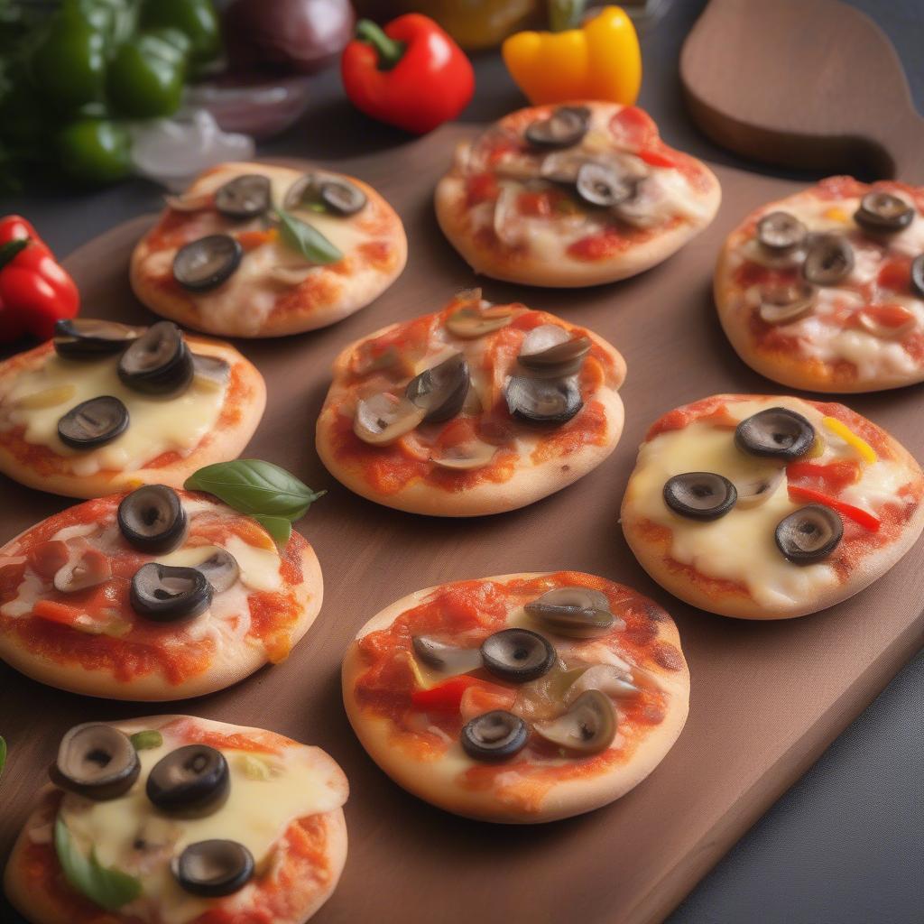 Pizza mini với nhiều loại topping hấp dẫn